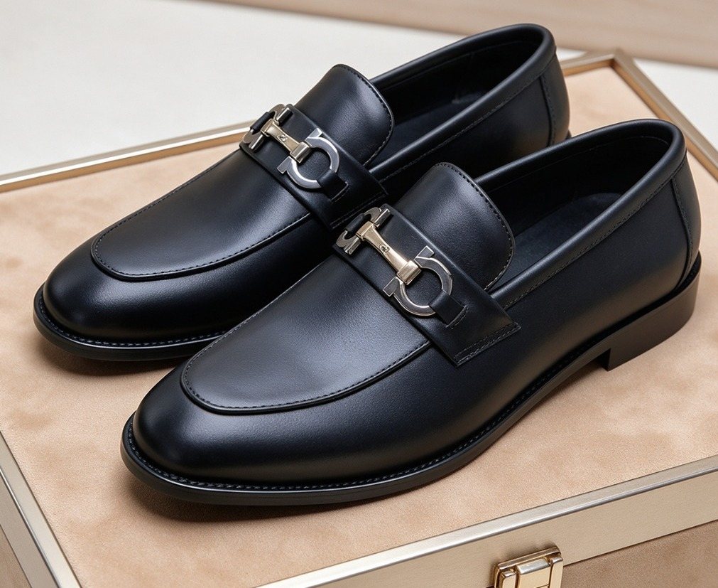 Ferragamo Black Bit Loafers