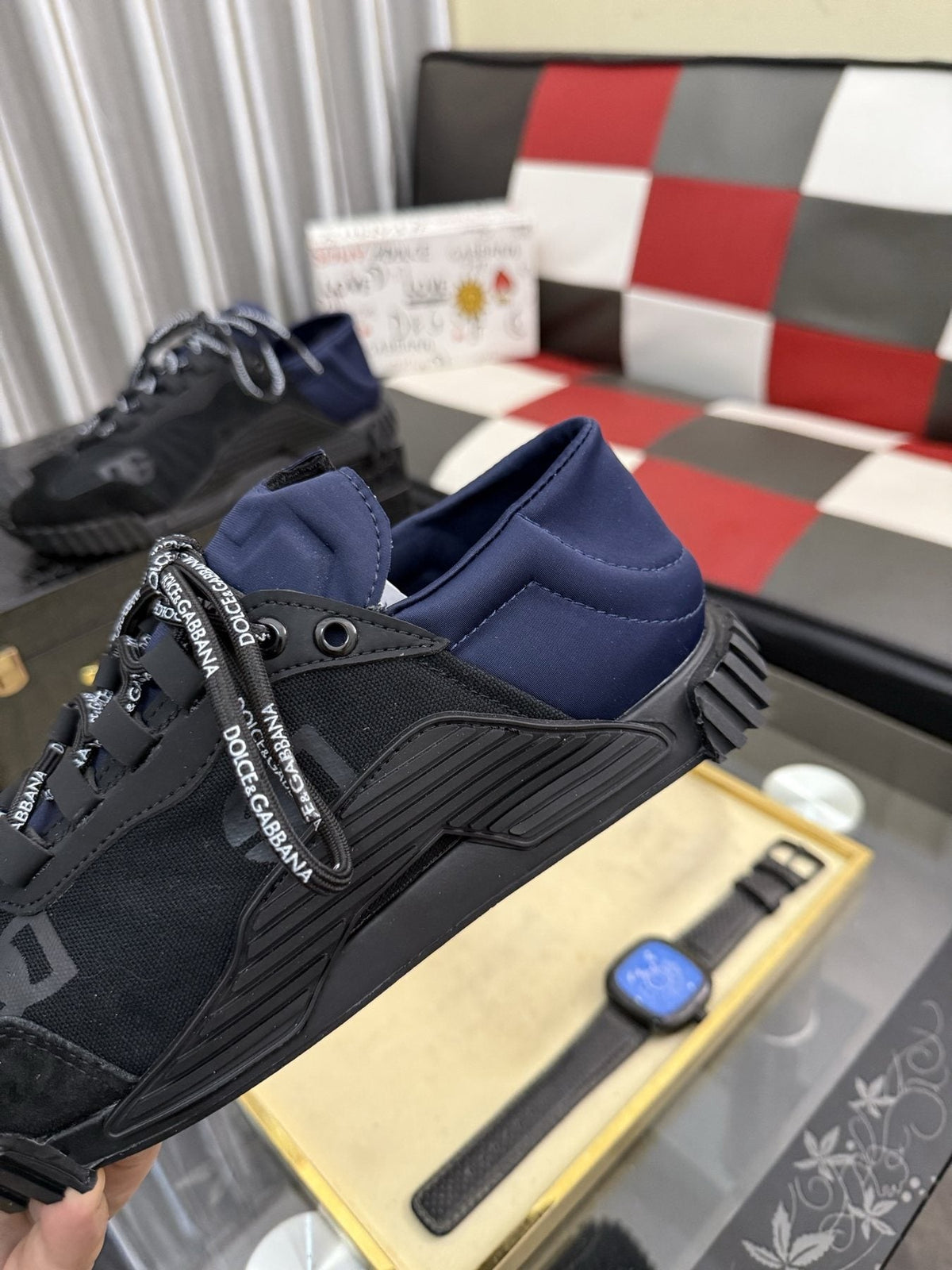Dolce & Gabbana Black and Navy Low-Top Sneakers