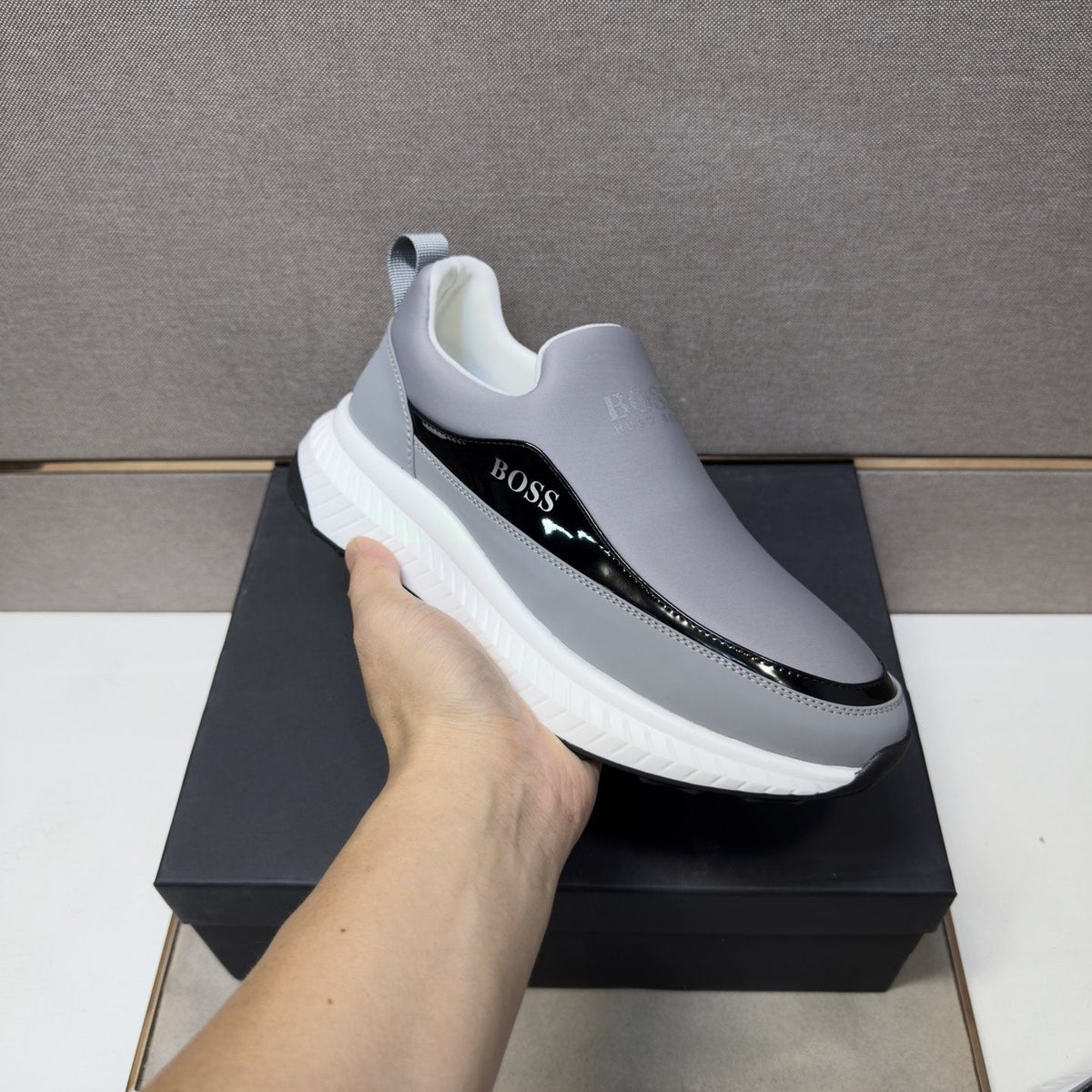 BOSS Men's Contrast-Trim Slip-On Sneakers