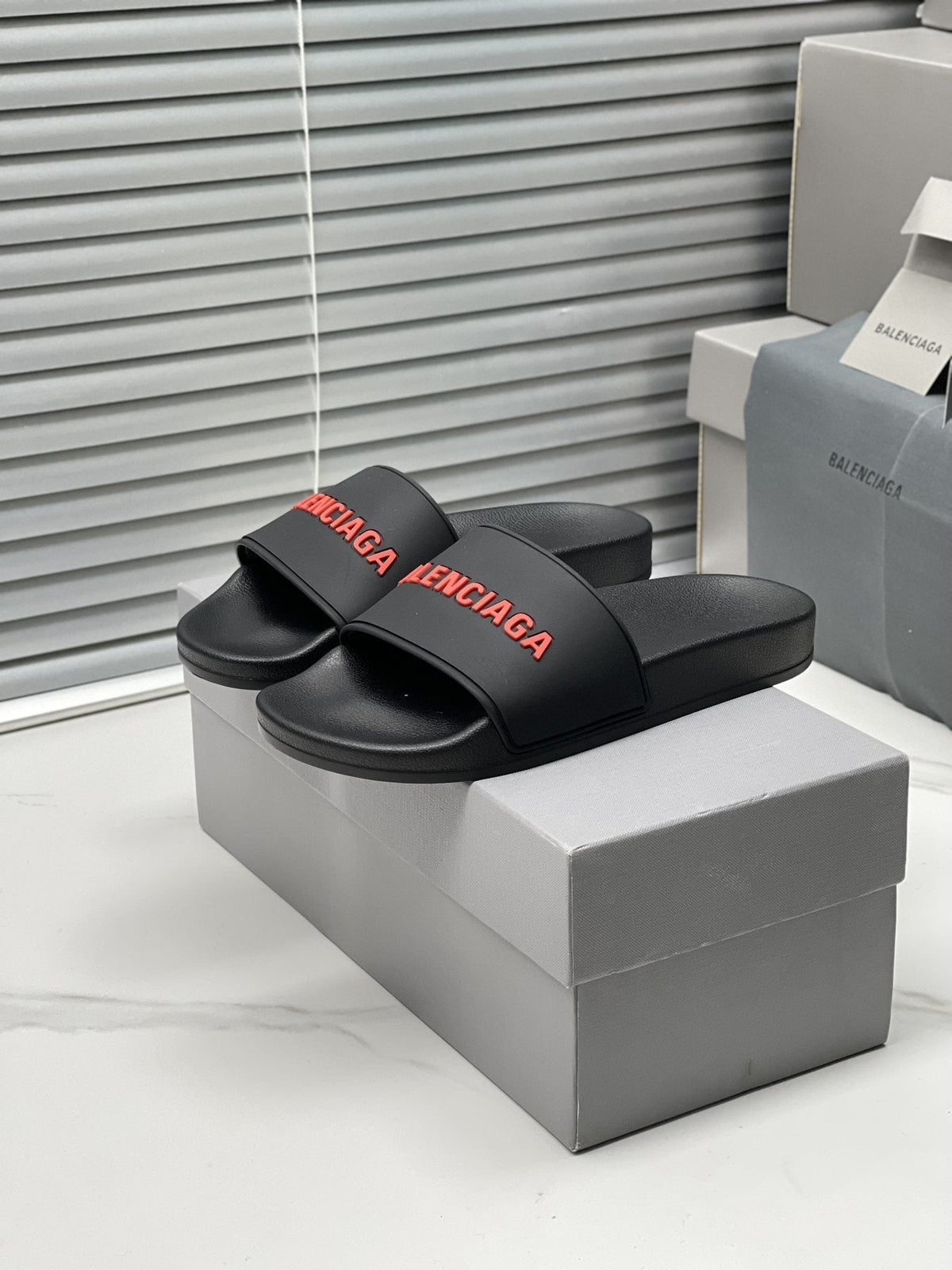Balenciaga Logo Strap Slide Sandals