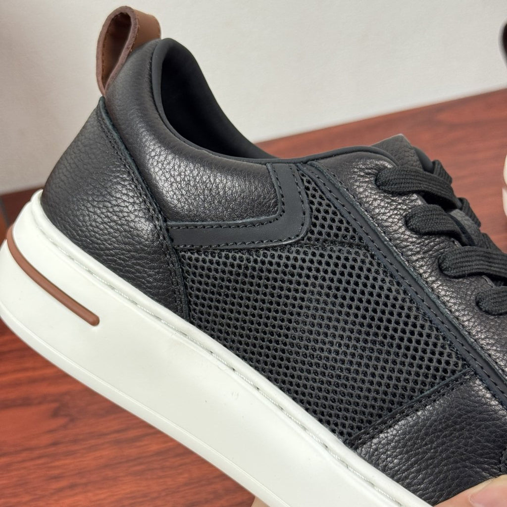 Loro Piana Men's Textured Leather Mesh Low-Top Sneakers